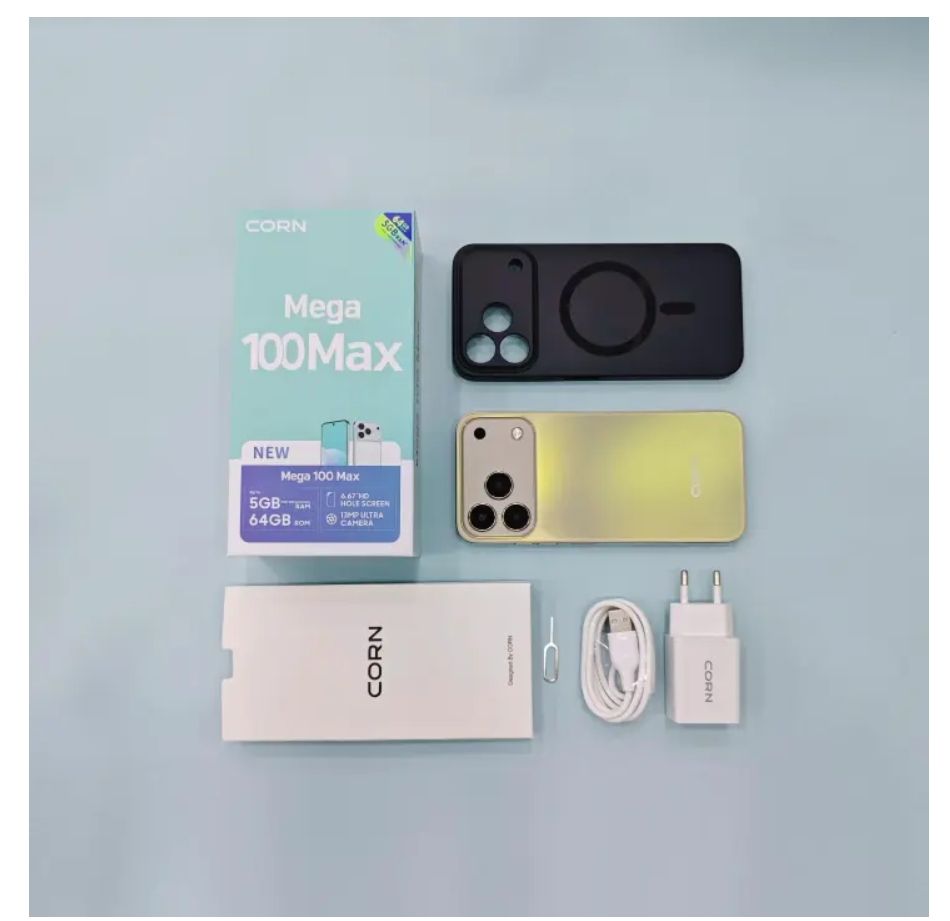[New Launch] Corn Mega 100 Max 64GB+5(2+3)GB 6.67"HD 60Hz Large 5000mAh Battery Dual Sim Card SmartPhone Side-Mounted Fingerprint Face Unlock 13MP Ultra Camera 8MP Android Smartphone