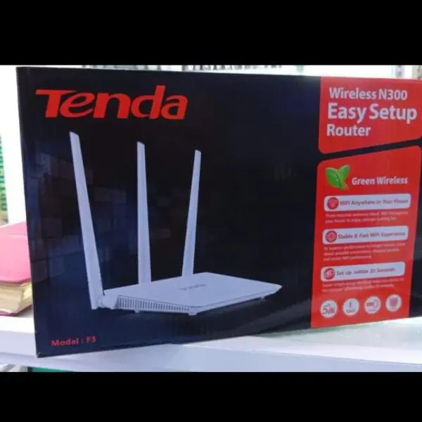 Tenda F3 Wireless N300 Wi-Fi Router – 300Mbps, 3 External Antennas, Long Range Coverage, Easy Setup, Ideal for Home and Office Use