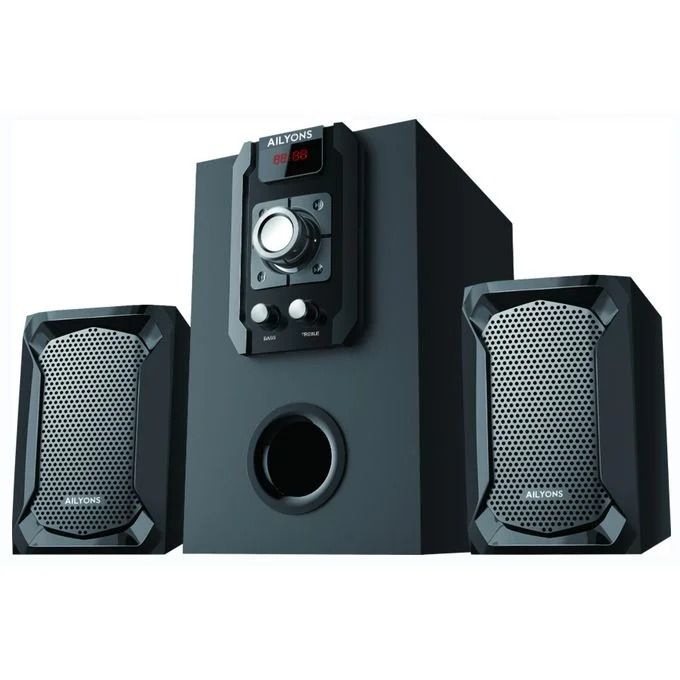 ilyons ELP2406K 2.1CH Subwoofer Speaker System – Deep Bass, Remote Control, Black