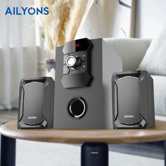 ilyons ELP2406K 2.1CH Subwoofer Speaker System – Deep Bass, Remote Control, Black