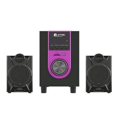 Amtec AM-015 2.1CH Subwoofer System –  Powerful Bass, Bluetooth, USB/SD, FM Radio, AC/DC, LED Lights, Remote Control