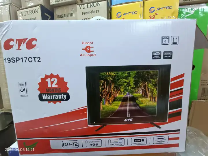 CTC 19" Inch LED Digital TV – AC/DC Compatible19" HD LED Display: Clear visuals with vibrant colors and sharp detail.

AC/DC Compatible: Ideal for home, off-grid, and low-power areas.