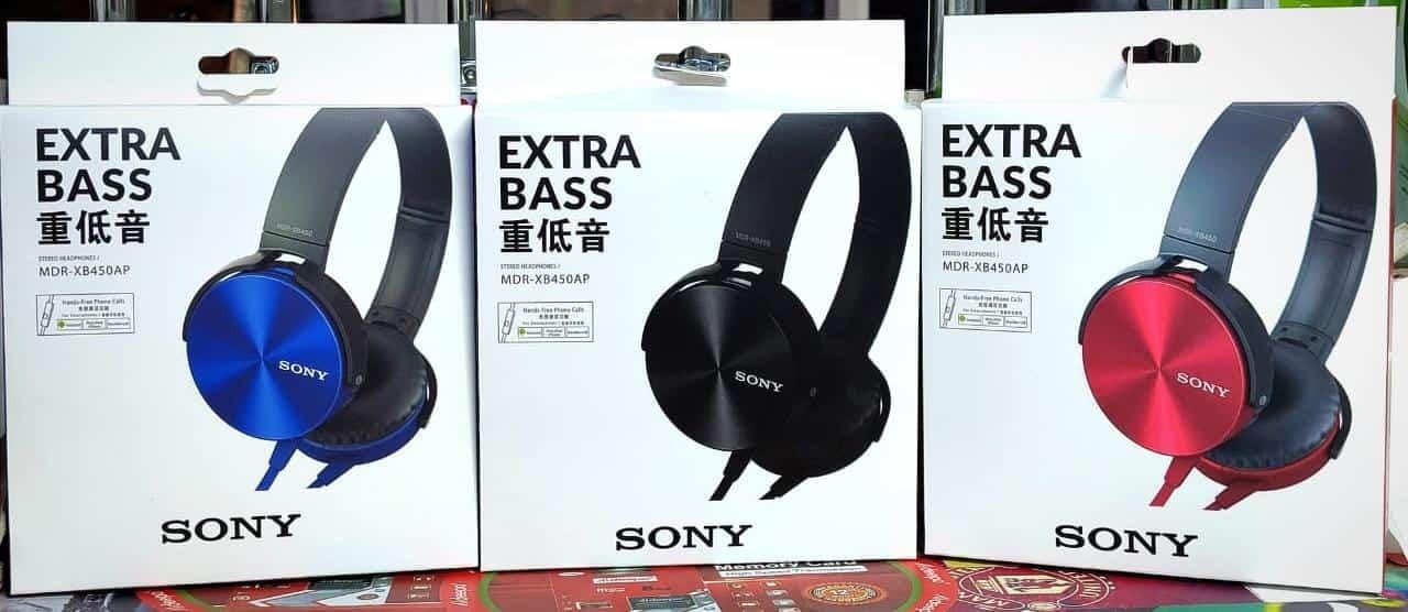 Sony Extra Bass Headphones – Wired, High Quality Sound, Comfortable Fit (Red, Blue, Black)