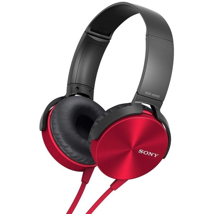 Sony Extra Bass Headphones – Wired, High Quality Sound, Comfortable Fit (Red, Blue, Black)