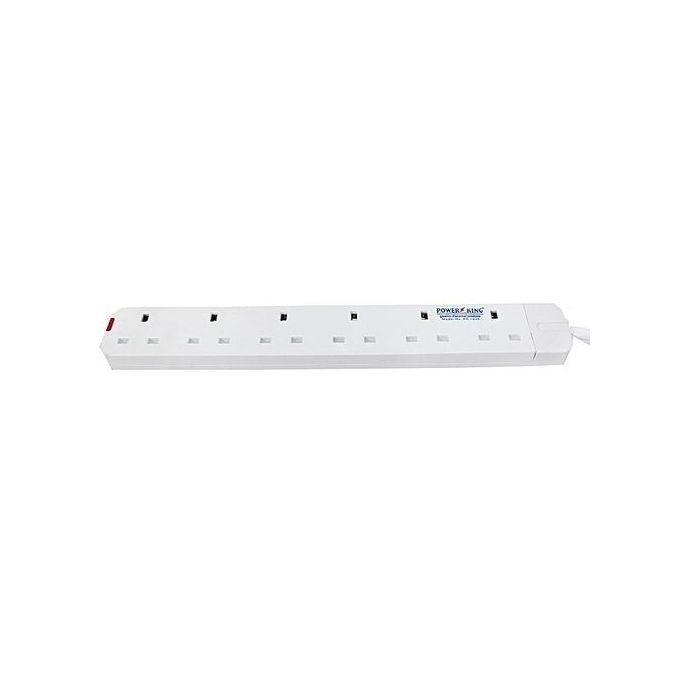 Power King 6-Way Heavy-Duty Extension Socket – Surge Protector, 3M Cable, Heat-Resistant ABS, Safety Shutters