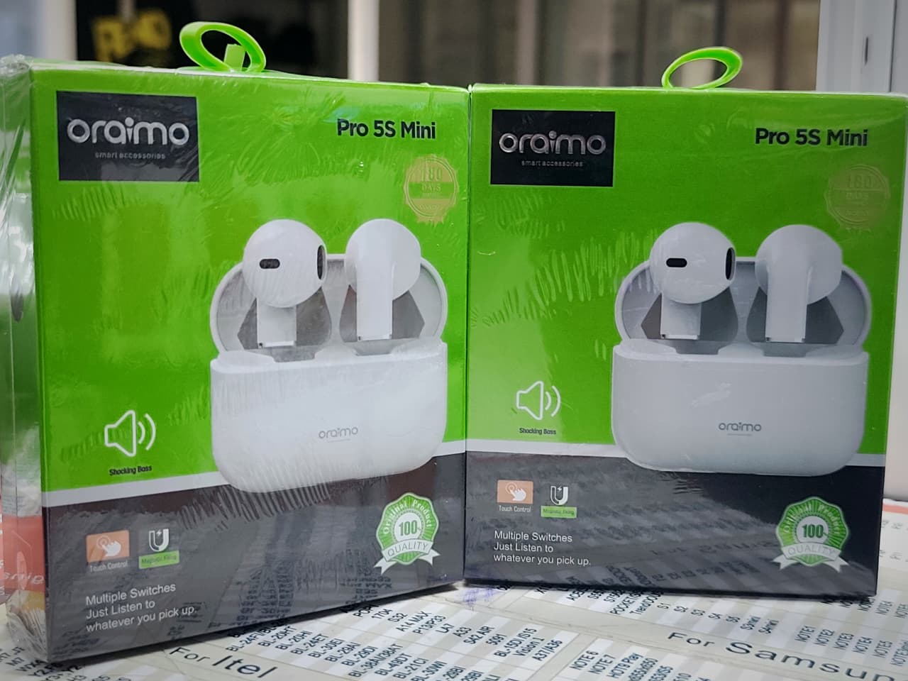 Oraimo Pro 5S Mini Wireless Earbuds | Bluetooth 5.3 | Deep Bass Stereo Sound | 24H Playtime with Charging Case | Touch Controls | Compact Lightweight Design | Android & iOS Compatible