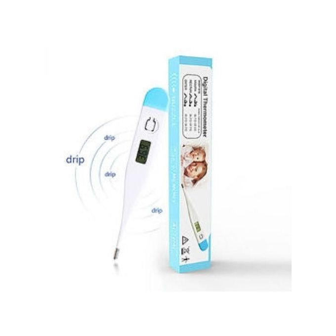 Digital Thermometer | Flexible Waterproof Tip | Switchable °C/°F | LCD Screen | Sound & Fever Alarm | One-Button Operation | Replaceable Battery | Kids, Adults & Pets
