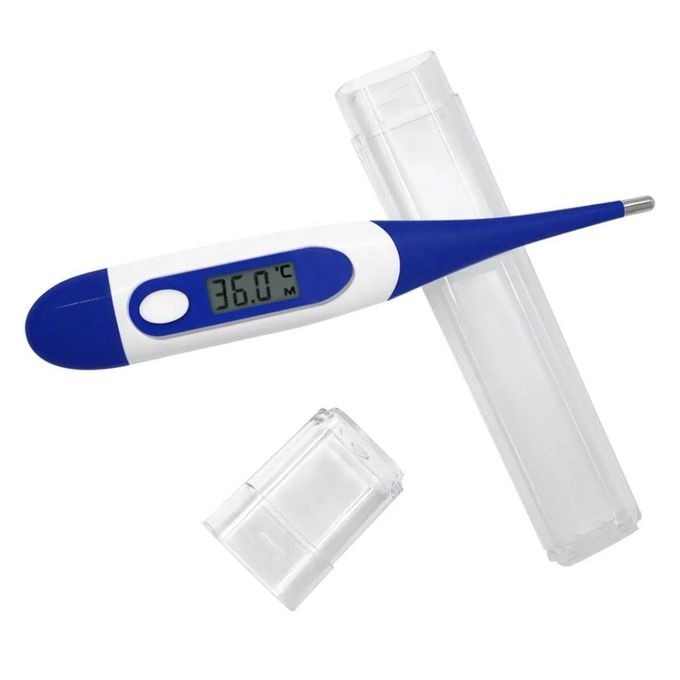 Digital Thermometer | Flexible Waterproof Tip | Switchable °C/°F | LCD Screen | Sound & Fever Alarm | One-Button Operation | Replaceable Battery | Kids, Adults & Pets