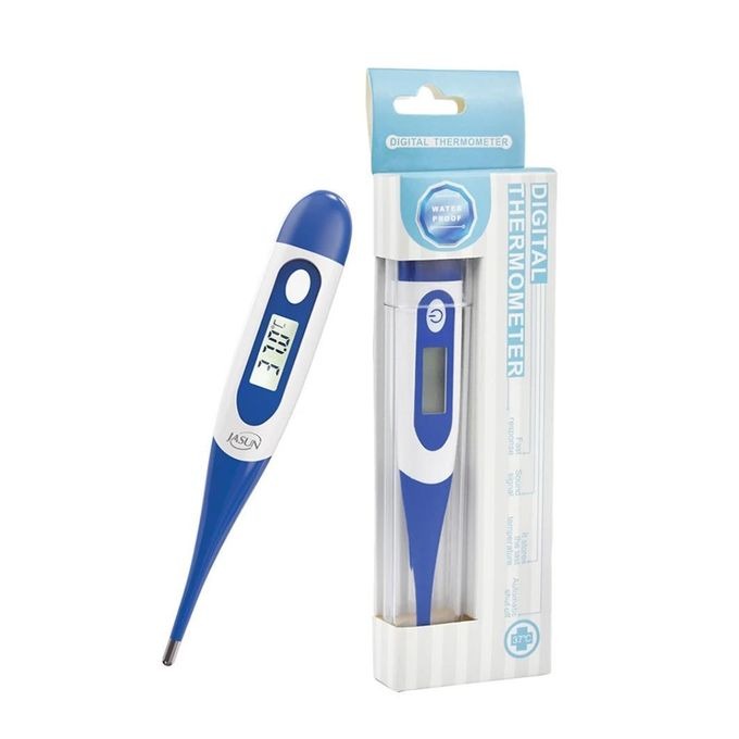 Digital Thermometer | Flexible Waterproof Tip | Switchable °C/°F | LCD Screen | Sound & Fever Alarm | One-Button Operation | Replaceable Battery | Kids, Adults & Pets