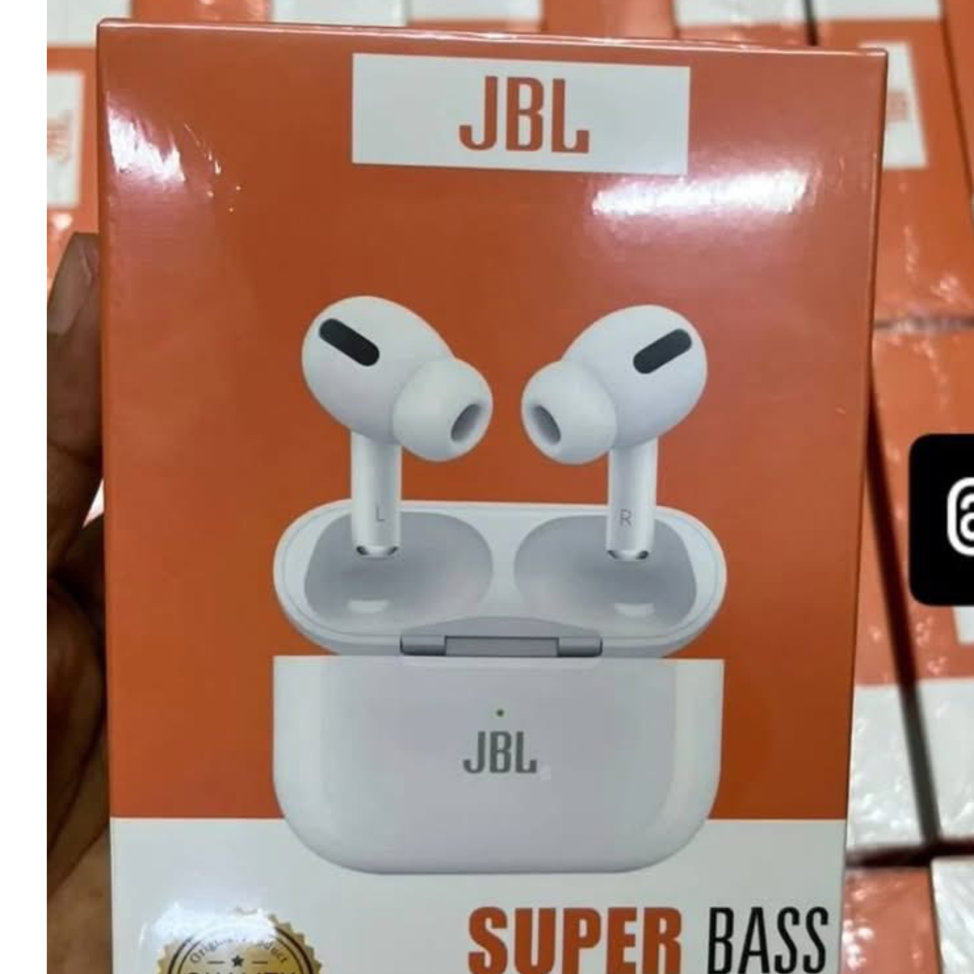 JBL Airpods Airbuds 5 | Super Bass Wireless Bluetooth Headsets | Noise Reduction | Touch Controls | Long Battery Life | Compatible with Android, iOS, Windows – White