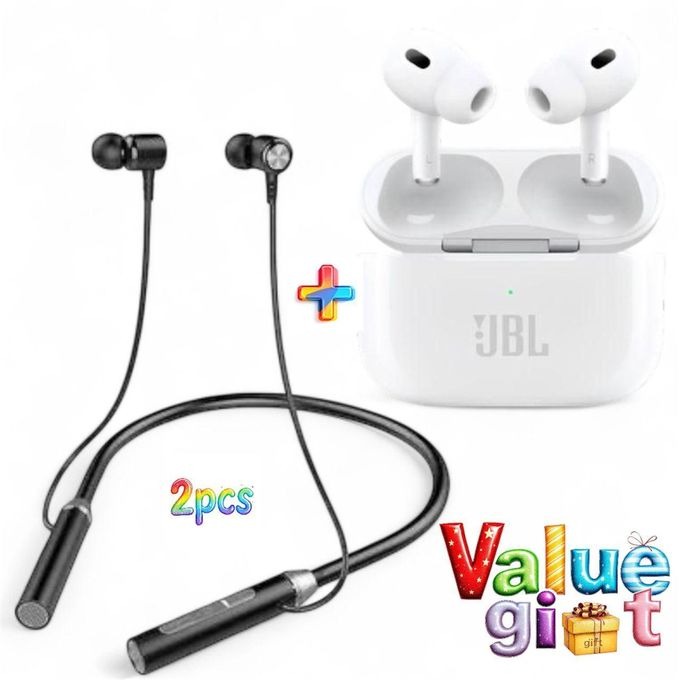 JBL Sweet Home Sports Wireless Neckband | Pure Bass Stereo | Bluetooth Headphones | Airbuds 5 Wireless Pods | Bluetooth 5.0 | Noise Reduction | iOS & Android Compatible