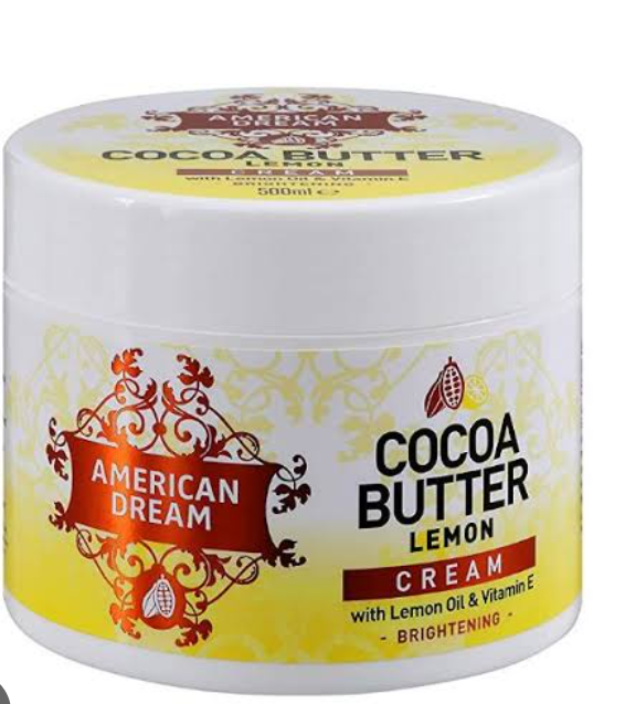 American dream  Cocoa butter Lemon Cream with lemon Oil & Vitamin E,Enhanced with brightening fresh lemon,remove stretch marks,clear dark spots,moisture and best for dry skin.