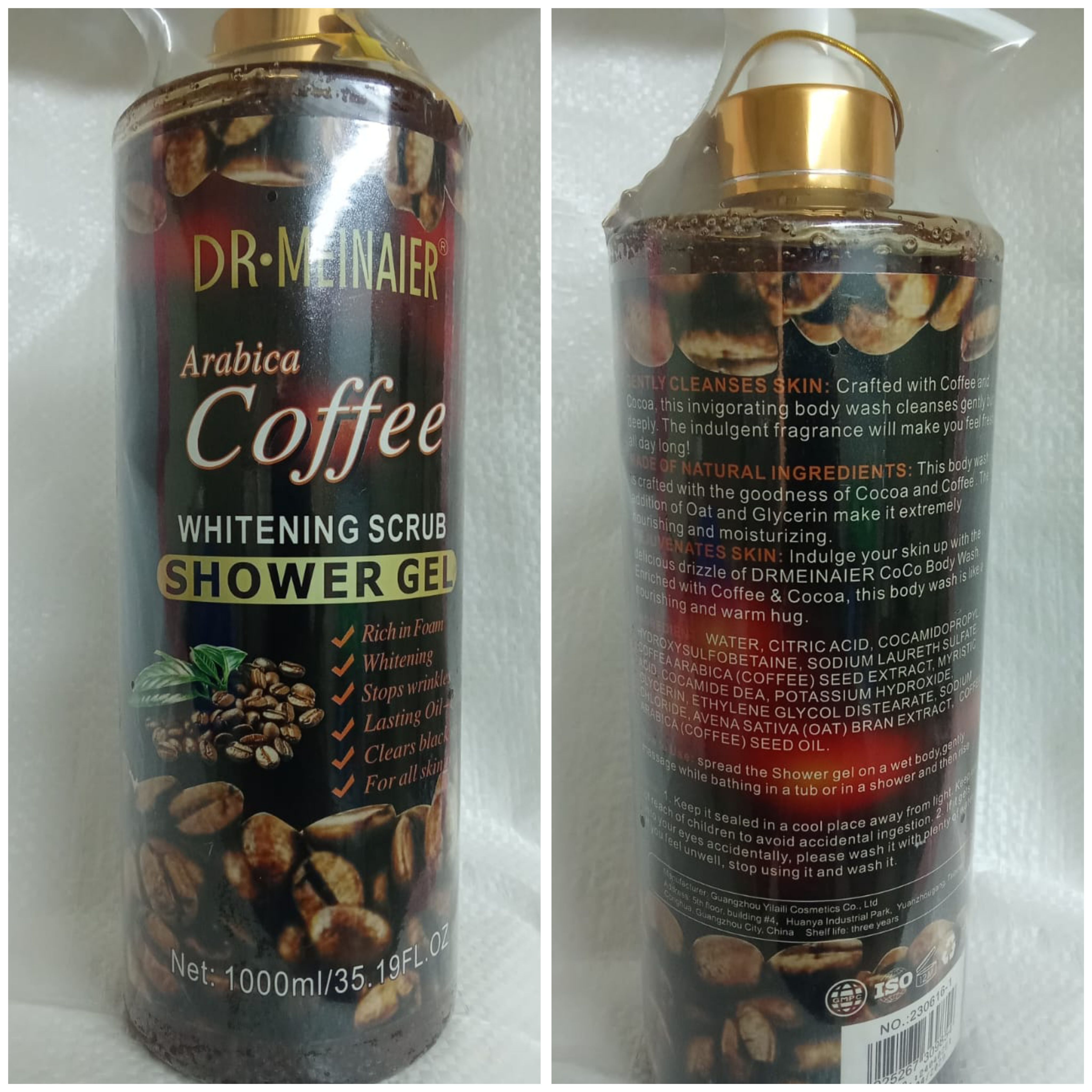 Dr.Meinaier Arabica Coffee Whitening Scrub Shower Gel Remove dirt Excess Oil & Impurities from the Skin help in skin Brightening remove dead Skin stops wrinkles and clear black spots. giving best look