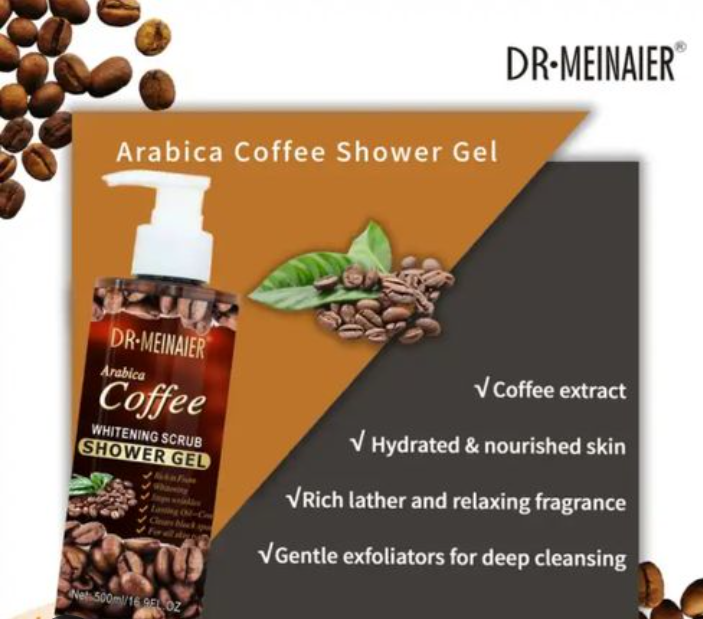 Dr.Meinaier Arabica Coffee Whitening Scrub Shower Gel Remove dirt Excess Oil & Impurities from the Skin help in skin Brightening remove dead Skin stops wrinkles and clear black spots. giving best look