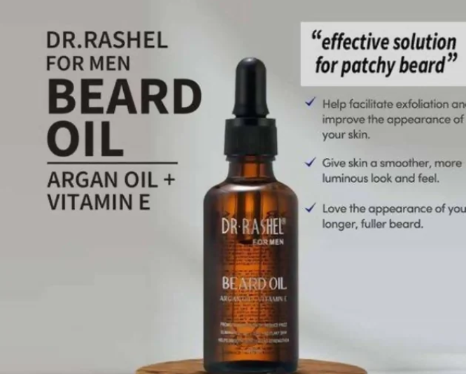 Dr. Rashel Beard Growth Oil With Argan Oil+ Vitamin E for Men Reduce Itching Dryness Maintain Healthy Beard Growth& Moisturize Your Skin