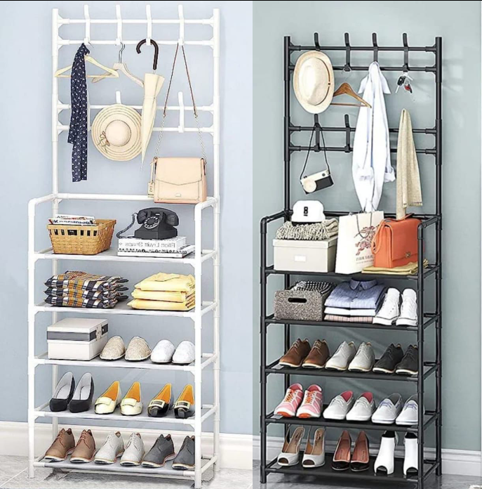 BEST OFFER! 5-Layer Assembled Shoe Rack Floor Coat,Hat Rack Intergrated Bedroom Living room Bathroom Hanger Hall Rack Maximize space,Easier retrival,Prevent loss & Damage of Shoes Preseve Shoe Quality