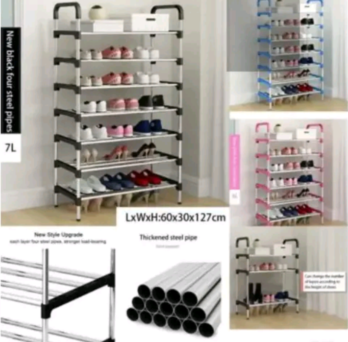 7 Tier Metallic Shoe Rack PP+Steel High Quality Shoe Organizer Strong,Durable,Space Saving,Maintain Shoes Quality,Prevent Loss& Dirt,Easy retrival,Maintain Order in the House