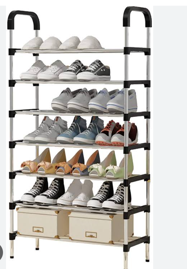 7 Tier Metallic Shoe Rack PP+Steel High Quality Shoe Organizer Strong,Durable,Space Saving,Maintain Shoes Quality,Prevent Loss& Dirt,Easy retrival,Maintain Order in the House
