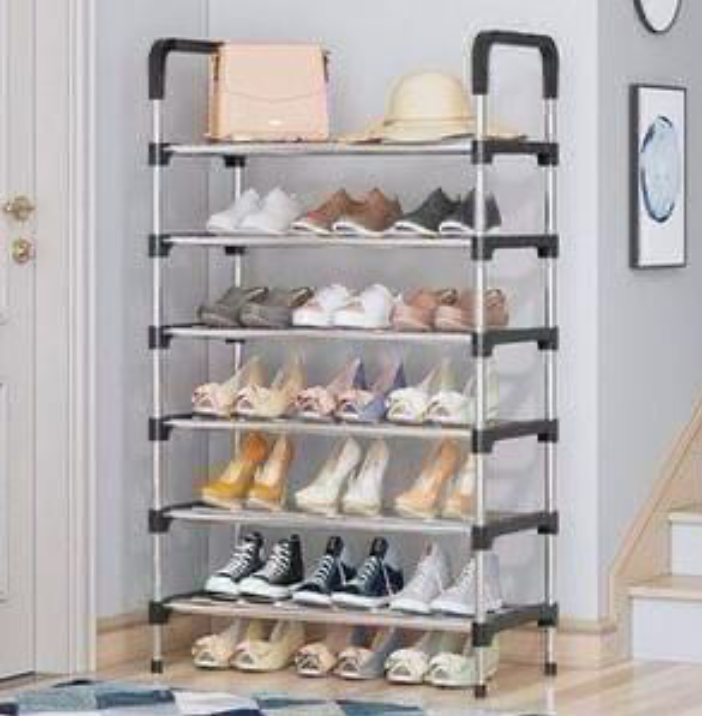 7 Tier Metallic Shoe Rack PP+Steel High Quality Shoe Organizer Strong,Durable,Space Saving,Maintain Shoes Quality,Prevent Loss& Dirt,Easy retrival,Maintain Order in the House