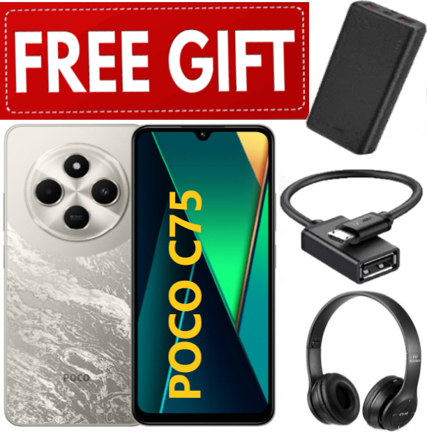 DISCOUNTED OFFERS!!!BRAND NEW XIAOMI Poco C75 6GB+128GB 6.88" 120Hz Display 50MP Camera 5160mAh Battery Fast charge fingerprint Unlock Smart Phones+ HEADPHONES+OTG CABLE+POWERBANK
