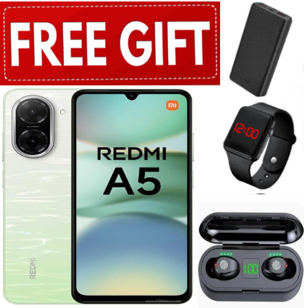 LIMITED OFFERS!!! BRAND NEW Xiaomi Redmi A5 6.88" - 3GB + 64GB, Dual SIM ,32MP main camera, 5200mAh battery , Side fingerprint sensor , USB Type-C- SmartPhone+L.E.D WATCH++POWERBANK