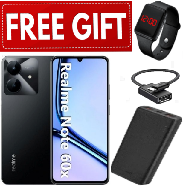 NEW ARRIVALS!! Brand New Realme Note 60x  6.74" IPS LCD Display, 3GB RAM+64GB ROM, 5000mAh, Android 14, 8MP Rear & 5MP Front Camera, Dual SIM, Fingerprint (side-mounted) + FREE GIFTS
