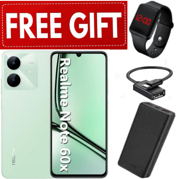 NEW ARRIVALS!! Brand New Realme Note 60x  6.74" IPS LCD Display, 3GB RAM+64GB ROM, 5000mAh, Android 14, 8MP Rear & 5MP Front Camera, Dual SIM, Fingerprint (side-mounted) + FREE GIFTS