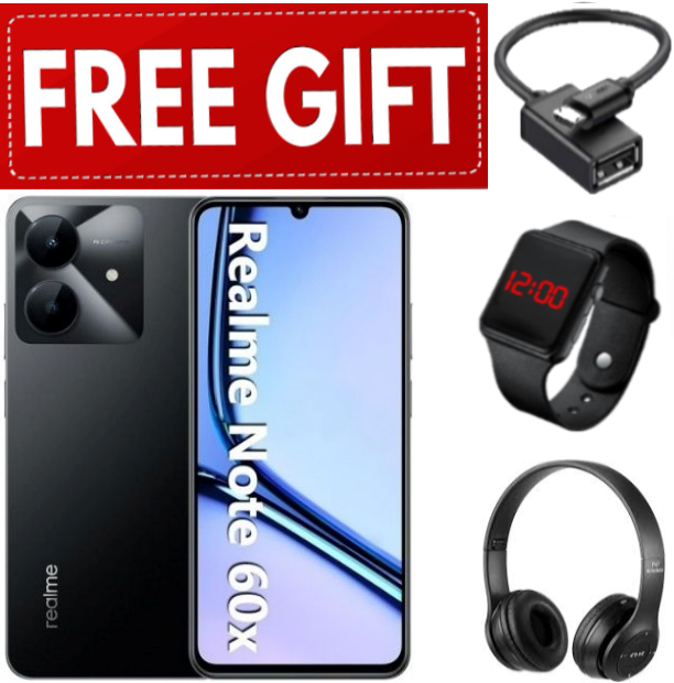 NEW ARRIVALS!! Brand New Realme Note 60x  6.74" IPS LCD Display, 3GB RAM+64GB ROM, 5000mAh, Android 14, 8MP Rear & 5MP Front Camera, Dual SIM, Fingerprint (side-mounted) + FREE GIFTS
