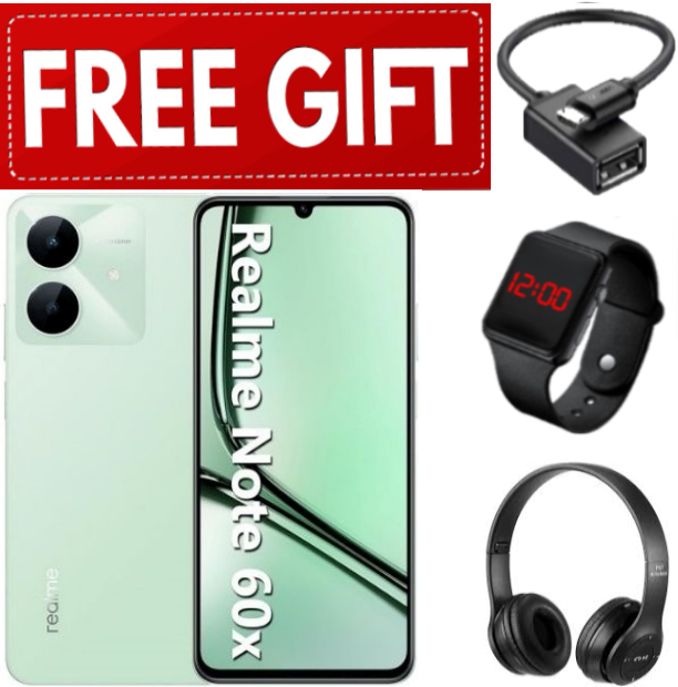 NEW ARRIVALS!! Brand New Realme Note 60x  6.74" IPS LCD Display, 3GB RAM+64GB ROM, 5000mAh, Android 14, 8MP Rear & 5MP Front Camera, Dual SIM, Fingerprint (side-mounted) + FREE GIFTS