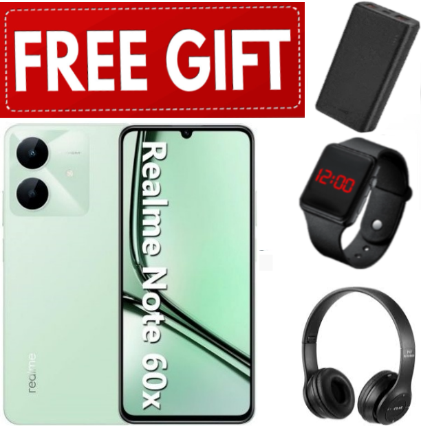 NEW ARRIVALS!! Brand New Realme Note 60x  6.74" IPS LCD Display, 3GB RAM+64GB ROM, 5000mAh, Android 14, 8MP Rear & 5MP Front Camera, Dual SIM, Fingerprint (side-mounted) + FREE GIFTS