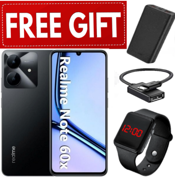 NEW ARRIVALS!! Brand New Realme Note 60x  6.74" IPS LCD Display, 3GB RAM+64GB ROM, 5000mAh, Android 14, 8MP Rear & 5MP Front Camera, Dual SIM, Fingerprint (side-mounted) + FREE GIFTS