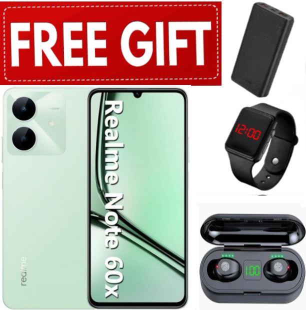 NEW ARRIVALS!! Brand New Realme Note 60x  6.74" IPS LCD Display, 3GB RAM+64GB ROM, 5000mAh, Android 14, 8MP Rear & 5MP Front Camera, Dual SIM, Fingerprint (side-mounted) + FREE GIFTS