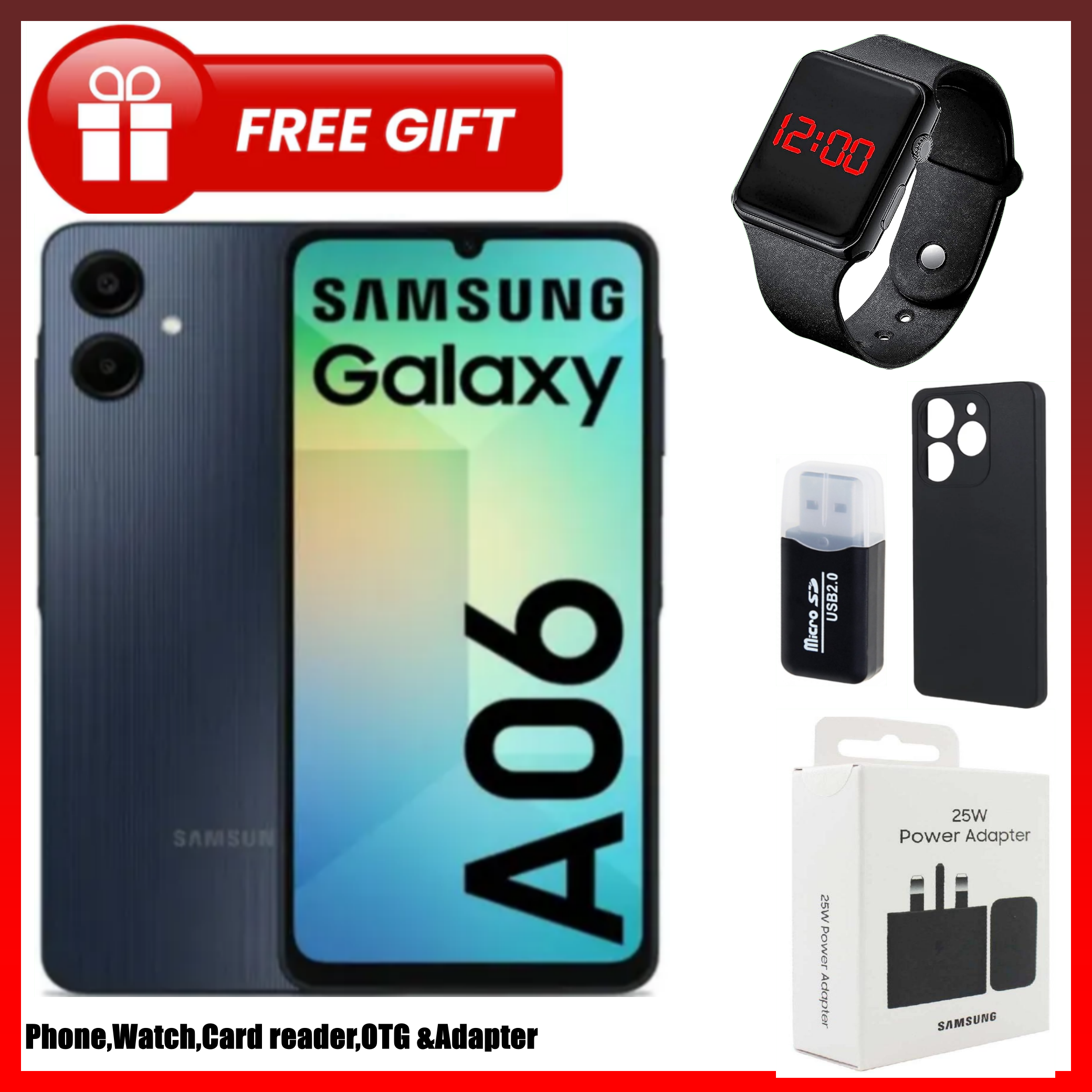 LIMITED TIME DEALS!!Samsung Galaxy A06 128GB+4GB 50MP Camera 6.7" 90Hz MTK Helio G85 (12nm) 5000mAh 25W Type-C Charge Android 14 Side Fingerprint Unlock phone Smart Phone+FREE GIFTS