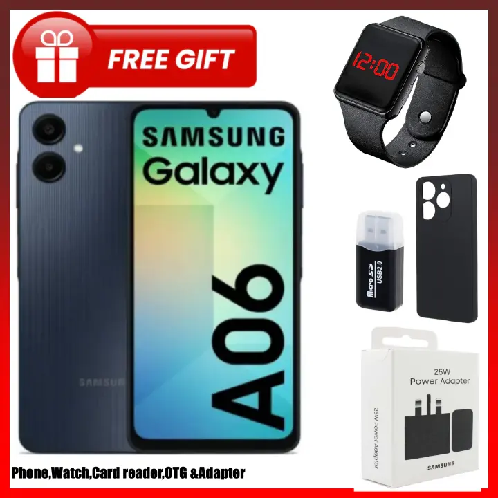LIMITED TIME DEALS!!Samsung Galaxy A06 128GB+4GB 50MP Camera 6.7" 90Hz MTK Helio G85 (12nm) 5000mAh 25W Type-C Charge Android 14 Side Fingerprint Unlock phone Smart Phone+FREE GIFTS