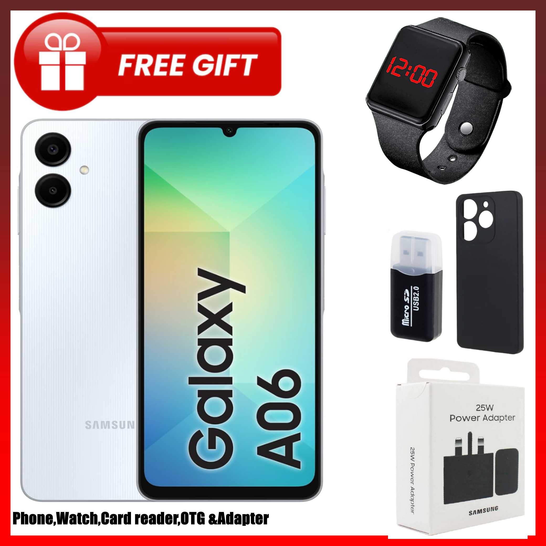 LIMITED TIME DEALS!!Samsung Galaxy A06 128GB+4GB 50MP Camera 6.7" 90Hz MTK Helio G85 (12nm) 5000mAh 25W Type-C Charge Android 14 Side Fingerprint Unlock phone Smart Phone+FREE GIFTS
