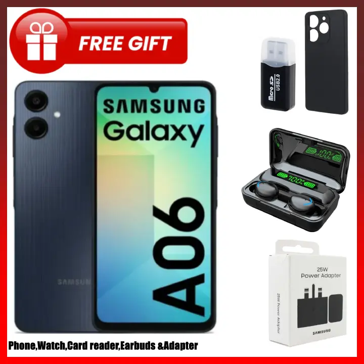 LIMITED TIME DEALS!!Samsung Galaxy A06 128GB+4GB 50MP Camera 6.7" 90Hz MTK Helio G85 (12nm) 5000mAh 25W Type-C Charge Android 14 Side Fingerprint Unlock phone Smart Phone+FREE GIFTS
