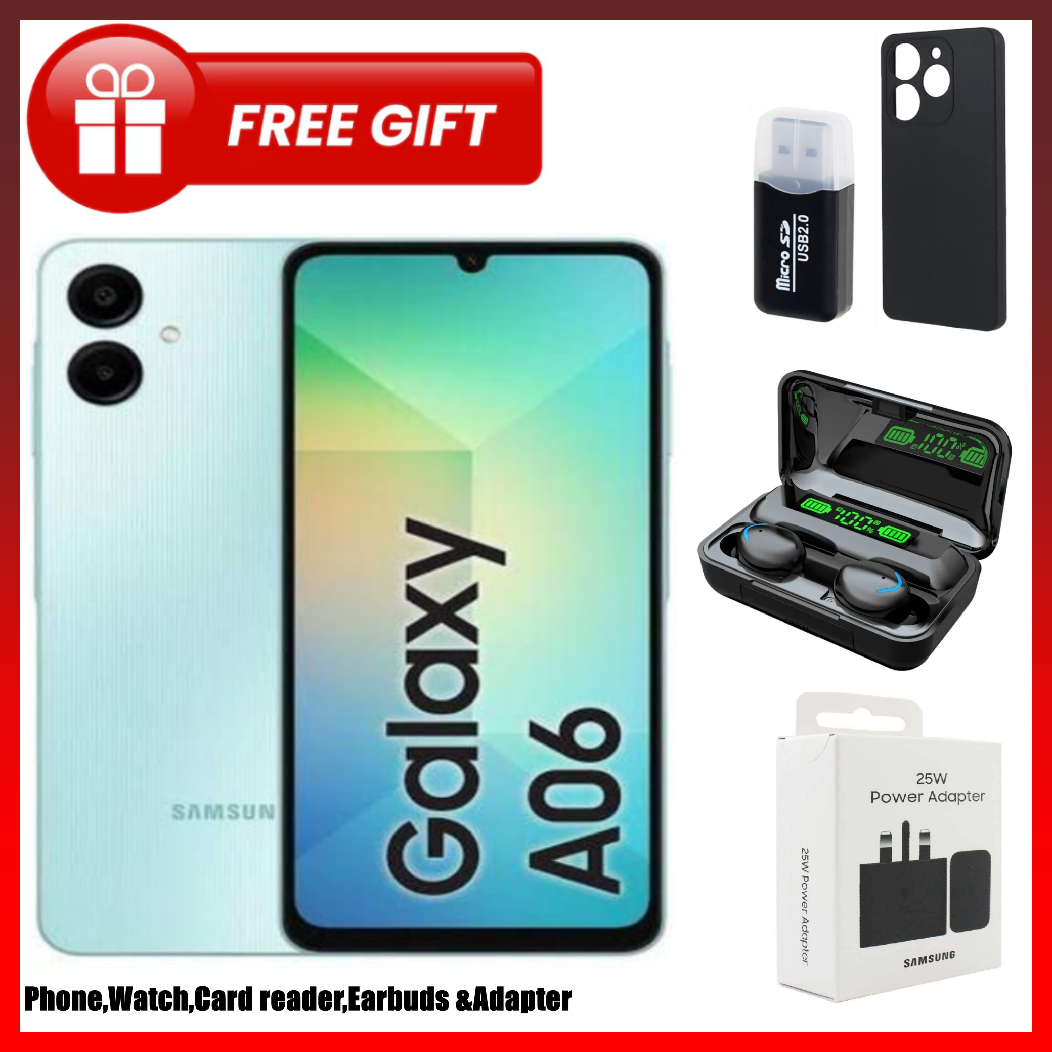 LIMITED TIME DEALS!!Samsung Galaxy A06 128GB+4GB 50MP Camera 6.7" 90Hz MTK Helio G85 (12nm) 5000mAh 25W Type-C Charge Android 14 Side Fingerprint Unlock phone Smart Phone+FREE GIFTS