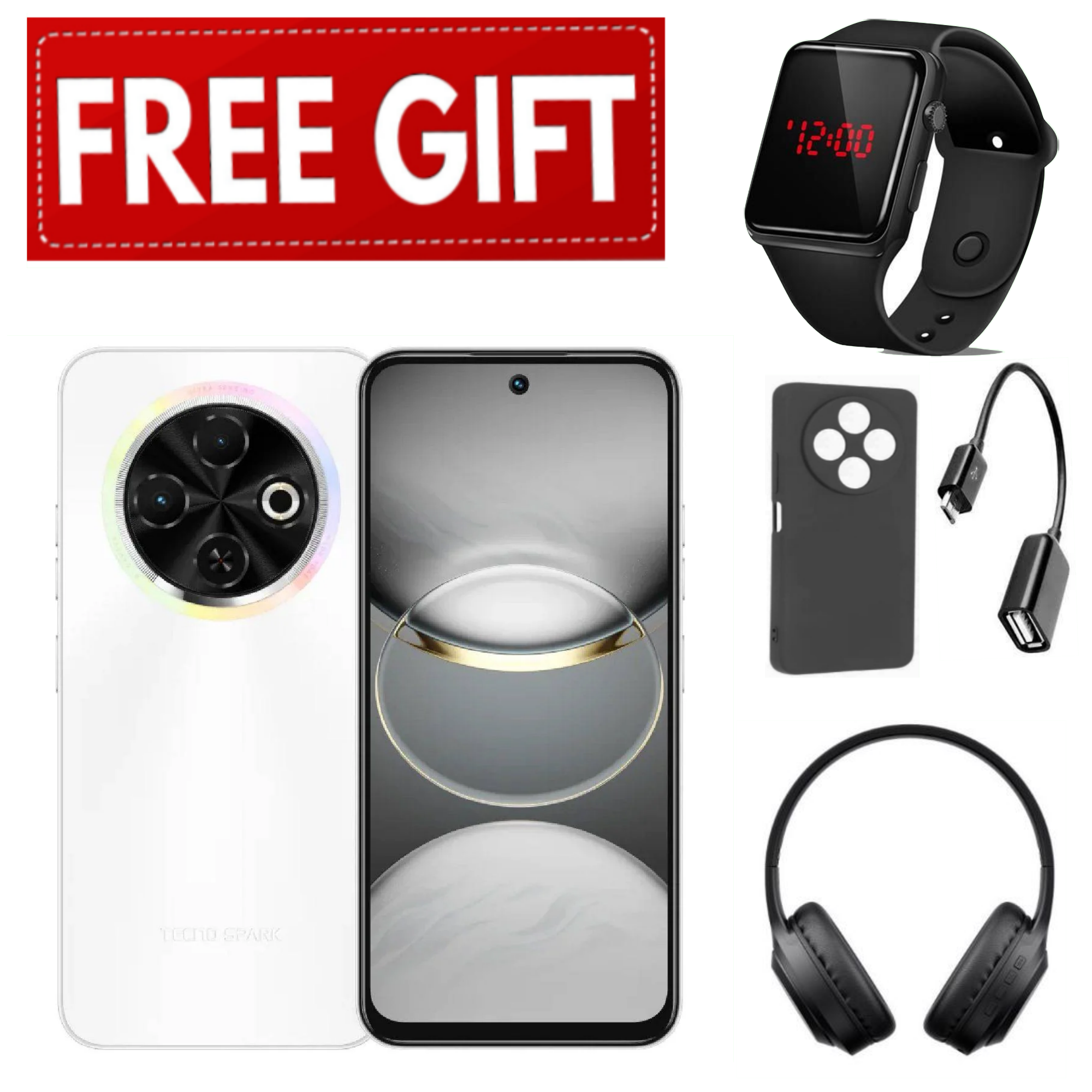 FLASH SALE DEALS!!! TECNO SPARK 30C 128GB +8(4+4)GB 120Hz 6.6" Dynamic Port 50MP Dual Ultra Slim 5000mAh 18W Type-C Dual SIM 4G Smart Phones Side Fingerprint phone+ FREE GIFTS