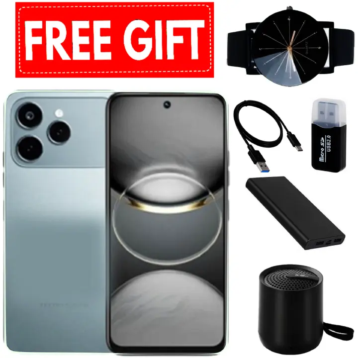 NEW ARRIVAL DEALS!! Tecno Spark 40 128GB + 8GB(4+4GB EXTENDED) 6.67''  Camera 50MP Charging 5200mAh Side Fingerprint smartphone.+ FREE LED WATCH+CARDREADER+POWERBANK+BT SPEAKER+CABLE