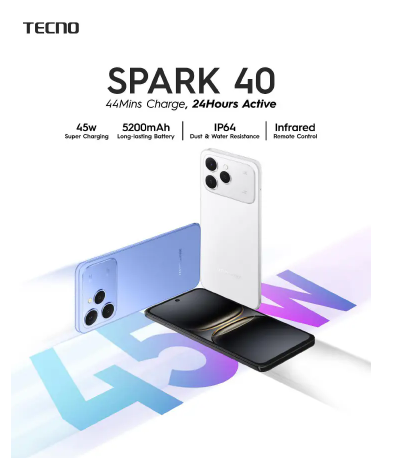 NEW ARRIVAL DEALS!! Tecno Spark 40 128GB/256GB + UpTo 8GB/16GB EXTENDED  6.67''  Camera 50MP Main Camera 45W Super Charging 5200mAh smartphone.+ FREE WEBWATCH+CARDREADER+POWERBANK+BT SPEAKER+CABLE