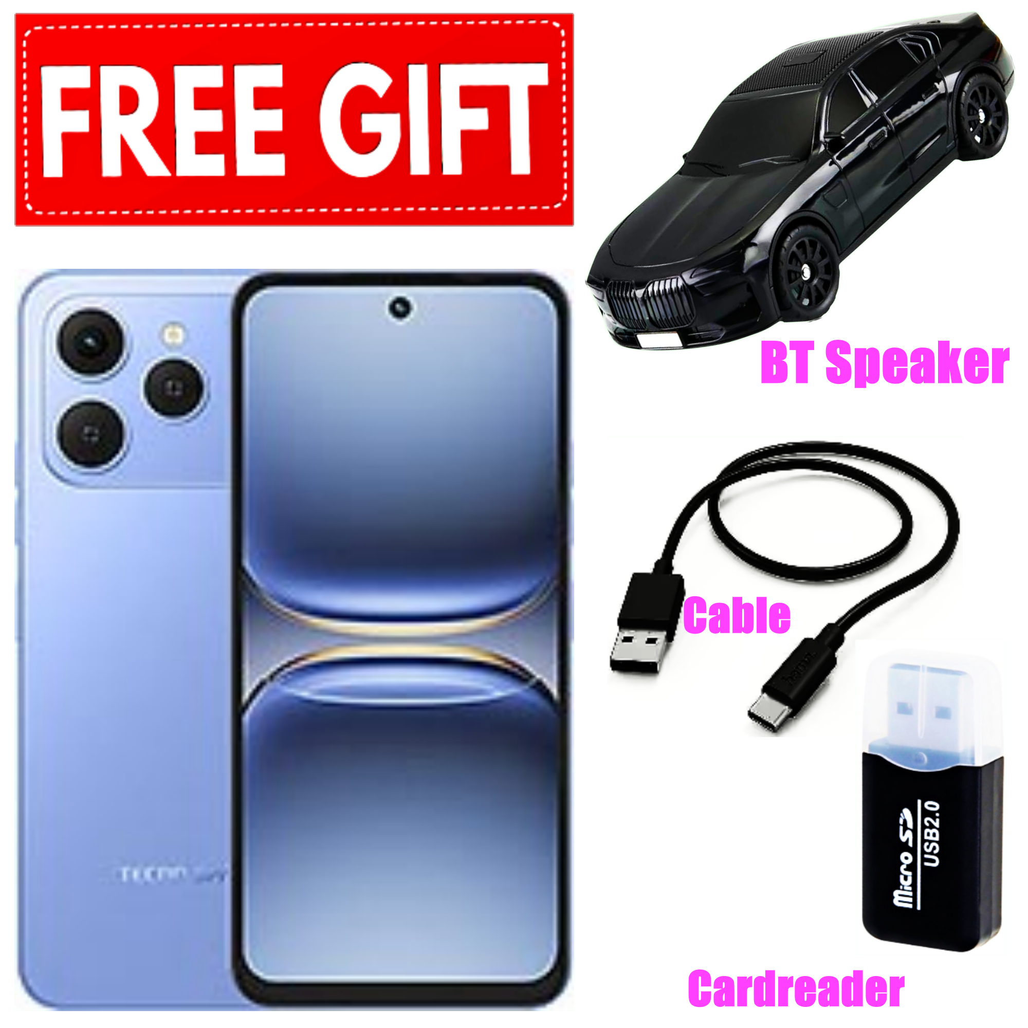 NEW ARRIVAL DEALS!! Tecno Spark 40 128GB/256GB + 8GB/16GB EXTENDED 6.67''  Camera 50MP Main Camera 45W Super Charging 5200mAh smartphone.+ FREE WEBWATCH+CARDREADER+BT.SPEAKER+CABLE+POWERBANK