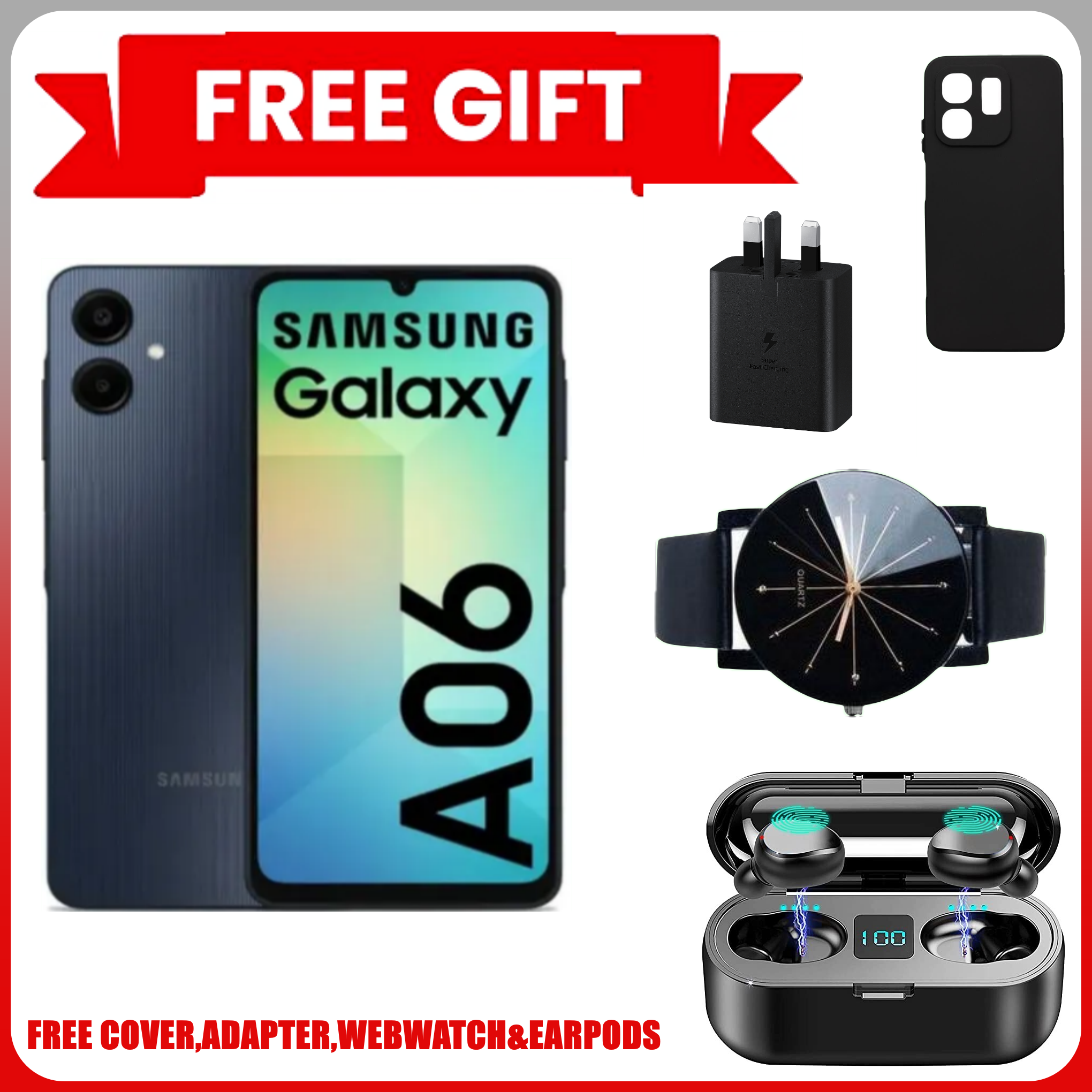 LIMITED TIME DEALS!!Samsung Galaxy A06 64GB/128GB+4GB 50MP Camera 6.7" 90Hz MTK Helio G85 (12nm) 5000mAh 25W Type-C Charge Android 14 Side Fingerprint Unlock phone Smart Phone+FREE GIFTS