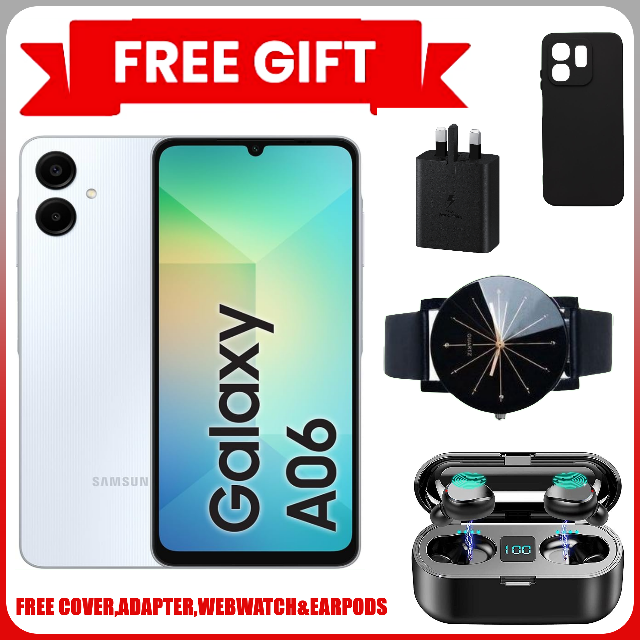 LIMITED TIME DEALS!!Samsung Galaxy A06 64GB/128GB+4GB 50MP Camera 6.7" 90Hz MTK Helio G85 (12nm) 5000mAh 25W Type-C Charge Android 14 Side Fingerprint Unlock phone Smart Phone+FREE GIFTS