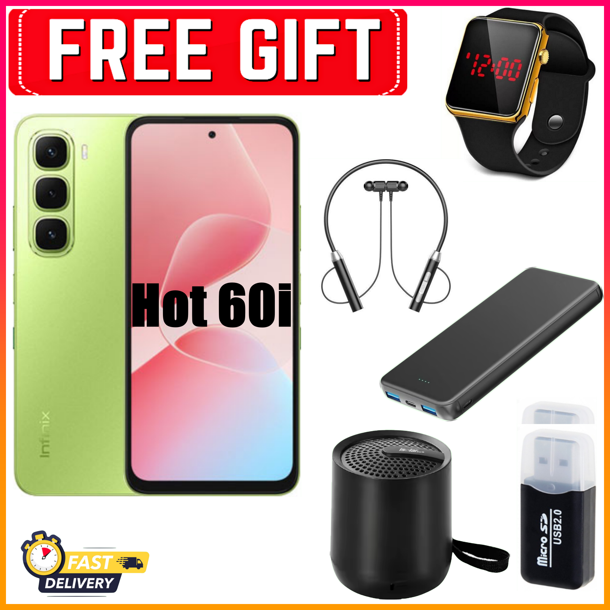SPECIAL OFFER!!! Infinix Hot 60i 128GB/256GB+12(6+6)GB+16(8+8)GB 6.7" 120Hz Screen 4G Phone Dual SIM 5160mAh Battery 45W Charging 50MP Camera Fingerprint Lock Android 15  smart Phones+FREEGIFTS