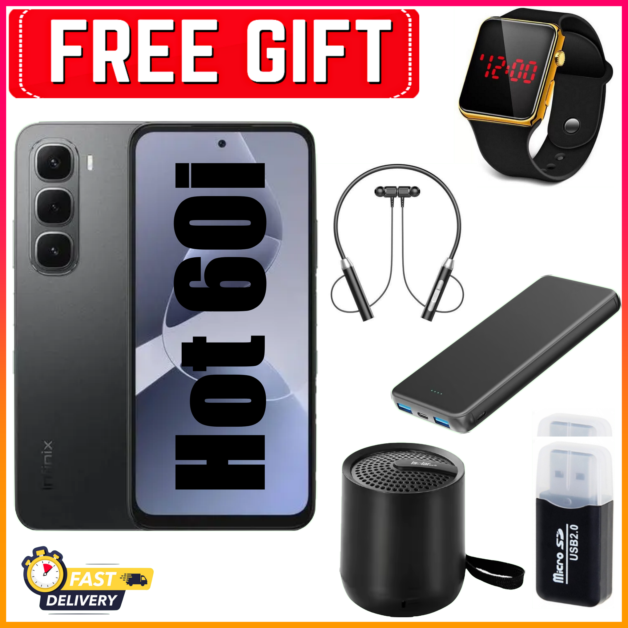 SPECIAL OFFER!!! Infinix Hot 60i 128GB/256GB+12(6+6)GB+16(8+8)GB 6.7" 120Hz Screen 4G Phone Dual SIM 5160mAh Battery 45W Charging 50MP Camera Fingerprint Lock Android 15  smart Phones+FREEGIFTS