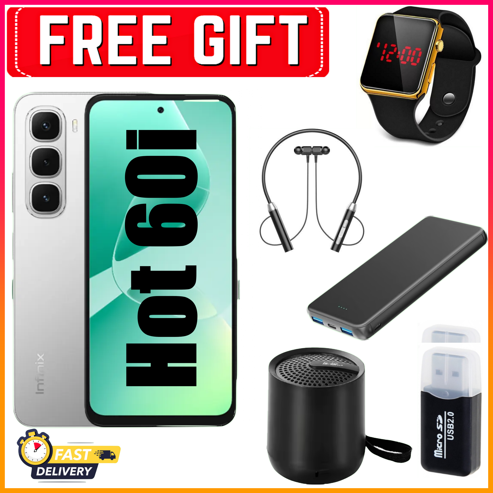 SPECIAL OFFER!!! Infinix Hot 60i 128GB/256GB+8(4+4)/16(8+8)GB 6.7" 120Hz Screen 4G Phone Dual SIM 5160mAh Battery 45W Charging 50MP Camera Fingerprint Lock Android 15  smart Phones+FREEGIFTS
