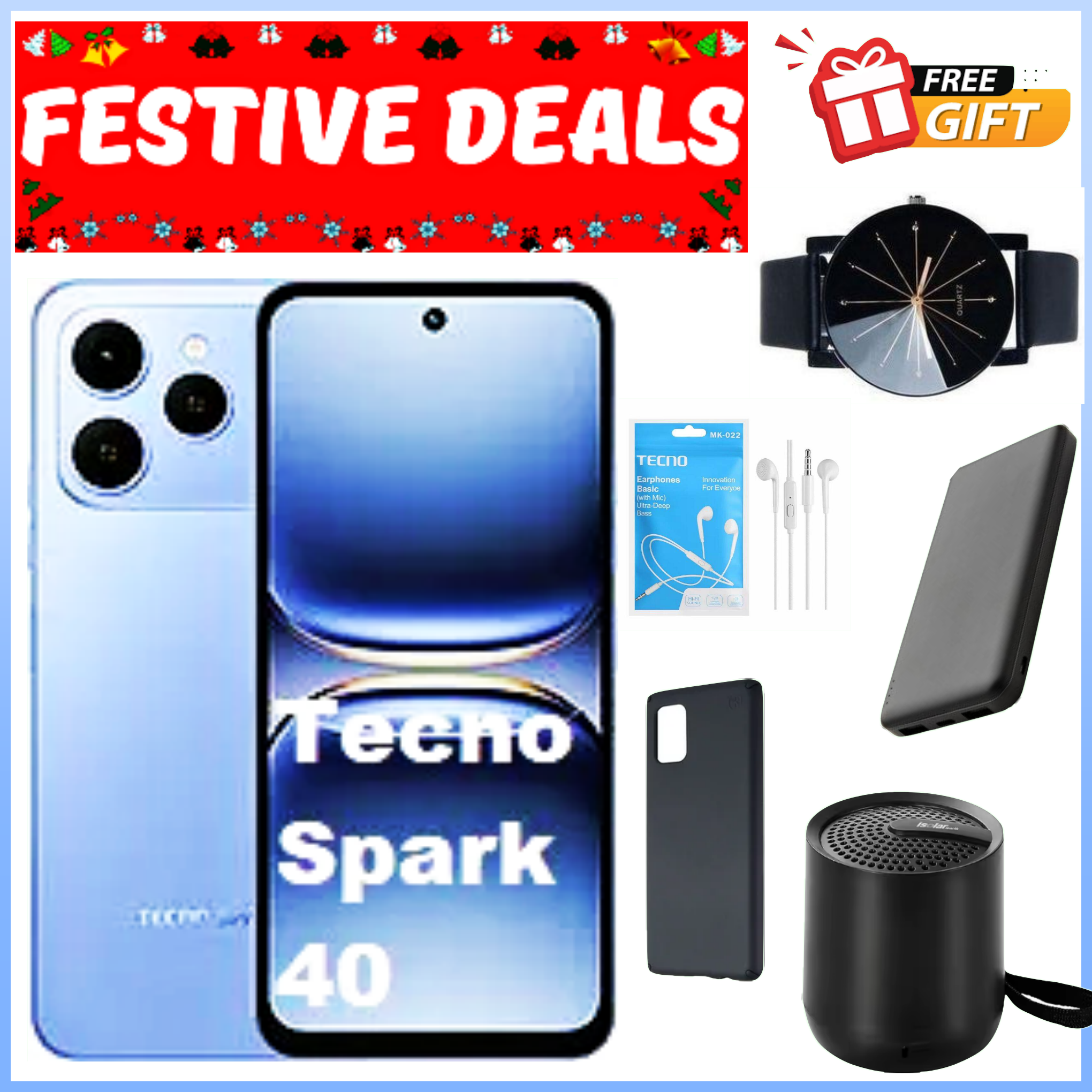 LIMITED FESTIVE OFFER!! Tecno Spark 40 128GB/256GB + UpTo 8GB/16GB EXTENDED  6.67''  Camera 50MP Main Camera 45W Super Charging 5200mAh smartphone.+ ALL THE FREEBIES DISPLAYED