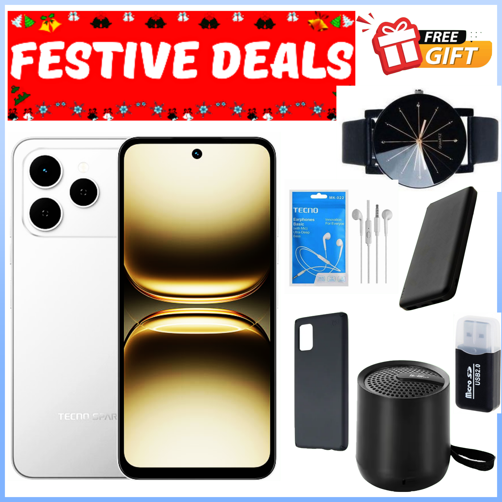 LIMITED FESTIVE OFFER!! Tecno Spark 40 128GB/256GB + UpTo 8GB/16GB EXTENDED  6.67''  Camera 50MP Main Camera 45W Super Charging 5200mAh smartphone.+ ALL THE FREEBIES DISPLAYED