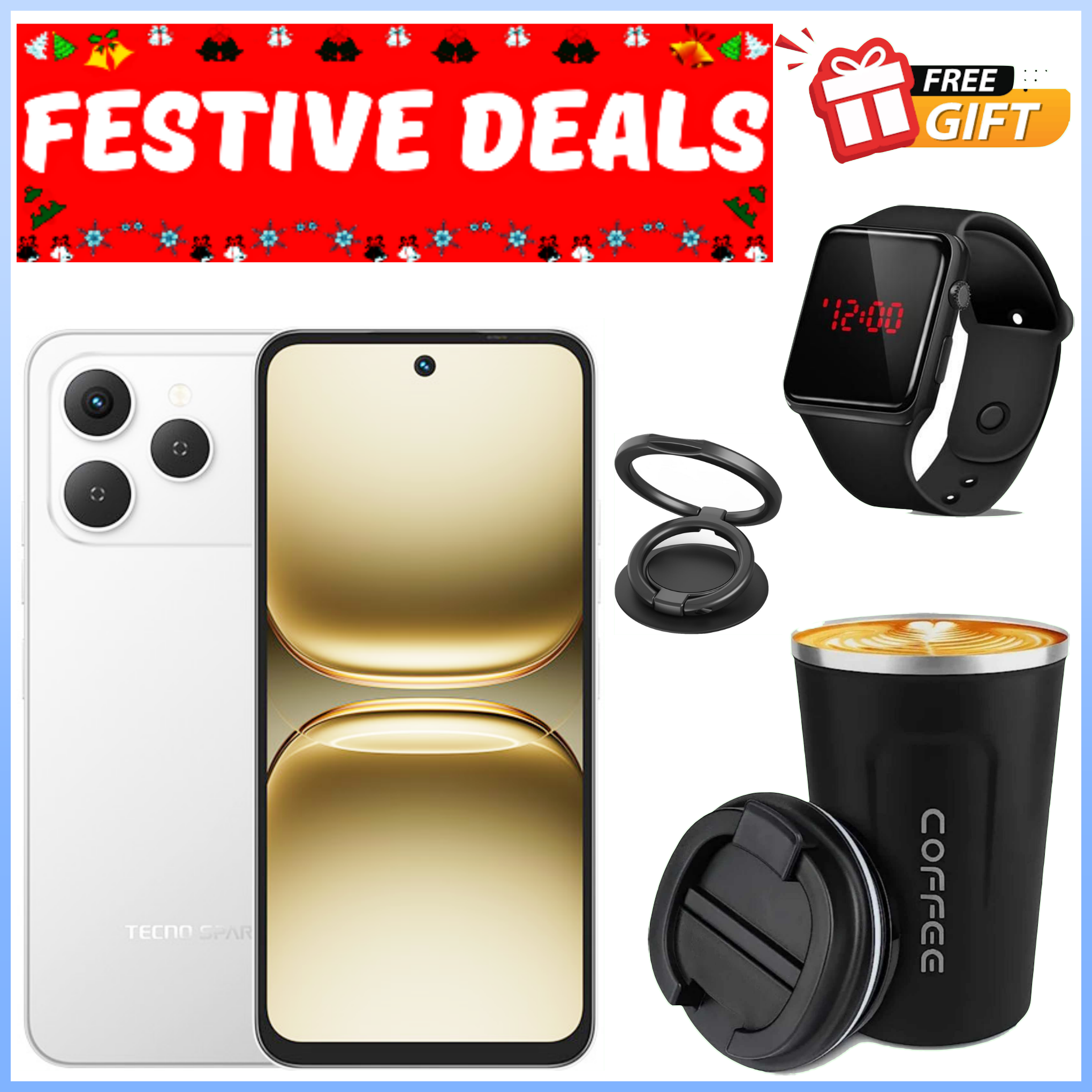 NEW ARRIVAL DEALS!! Tecno Spark 40 128GB/256GB + 8GB/16GB EXTENDED 6.67''  Camera 50MP Main Camera 45W Super Charging 5200mAh Side Fingerprint smartphone.+ FREE LED WATCH+EARBUDS+THERMO-CUP