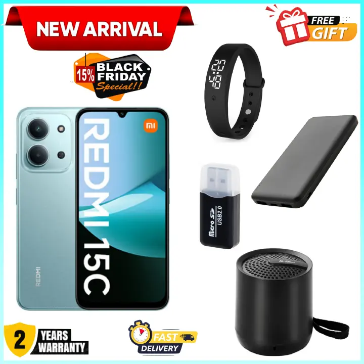 FESTIVE DEALS!! REDMI 15C 256GB Storage UPTO 16GB(8+8)GB Ram 6.9'' LCD 50MP Main Camera 6000mAh 33W Fast Charger Android 15 Xiaomi Hyper OS 2 Side Fingerprint smart phones+ All the Displayed Gifts